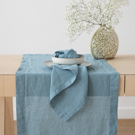 Stone Washed Linen Runner Stone Blue