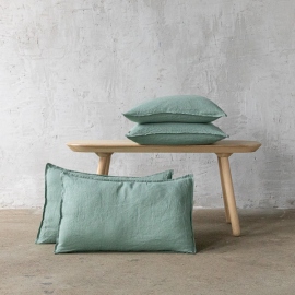 Spa Green Linen Cushion Cover Stone Washed 