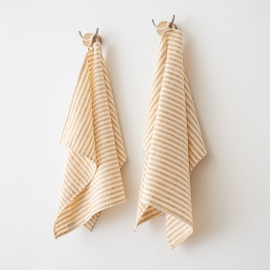 Set of 2 Gold Linen Hand  Towels Brittany