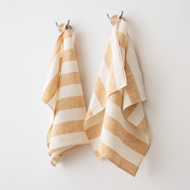 Set of 2 Linen Hand Towels Philippe Gold