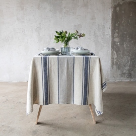 Linen Tablecloth Indigo Natural Provance