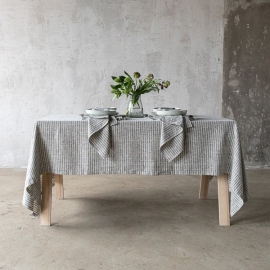 Linen Tablecloth Black Natural Brittany