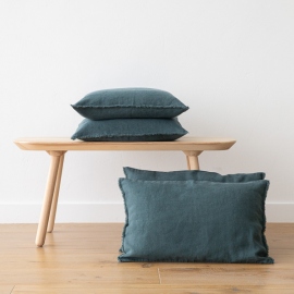 Linen Cushion Cover Balsam Green Terra Fringe
