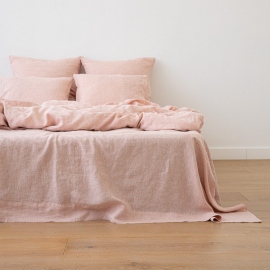 Washed Bed Linen Flat Sheet Melange Rosa