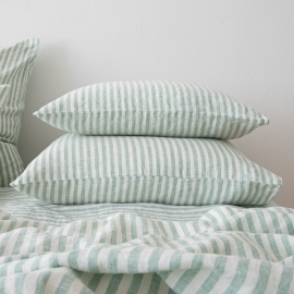 Washed Bed Linen Pillow Case Ticking Stripe Mint
