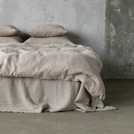 Natural Brick Check Washed Bed Linen Duvet 