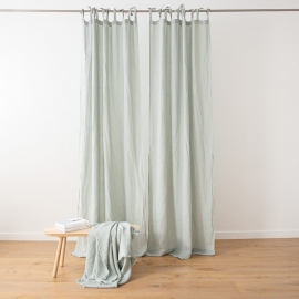 Sea Foam Stone Washed Linen Curtain Panel with Ties