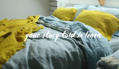 Linen bed displayed on the LinenMe website
