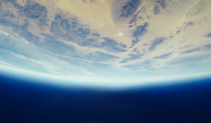 Blue-and-white view of Earth from space