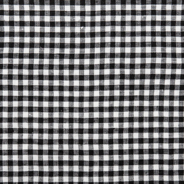 Black and white Gingham linen fabric, unwashed