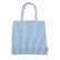 Blue gingham linen tote bag front view on a white background
